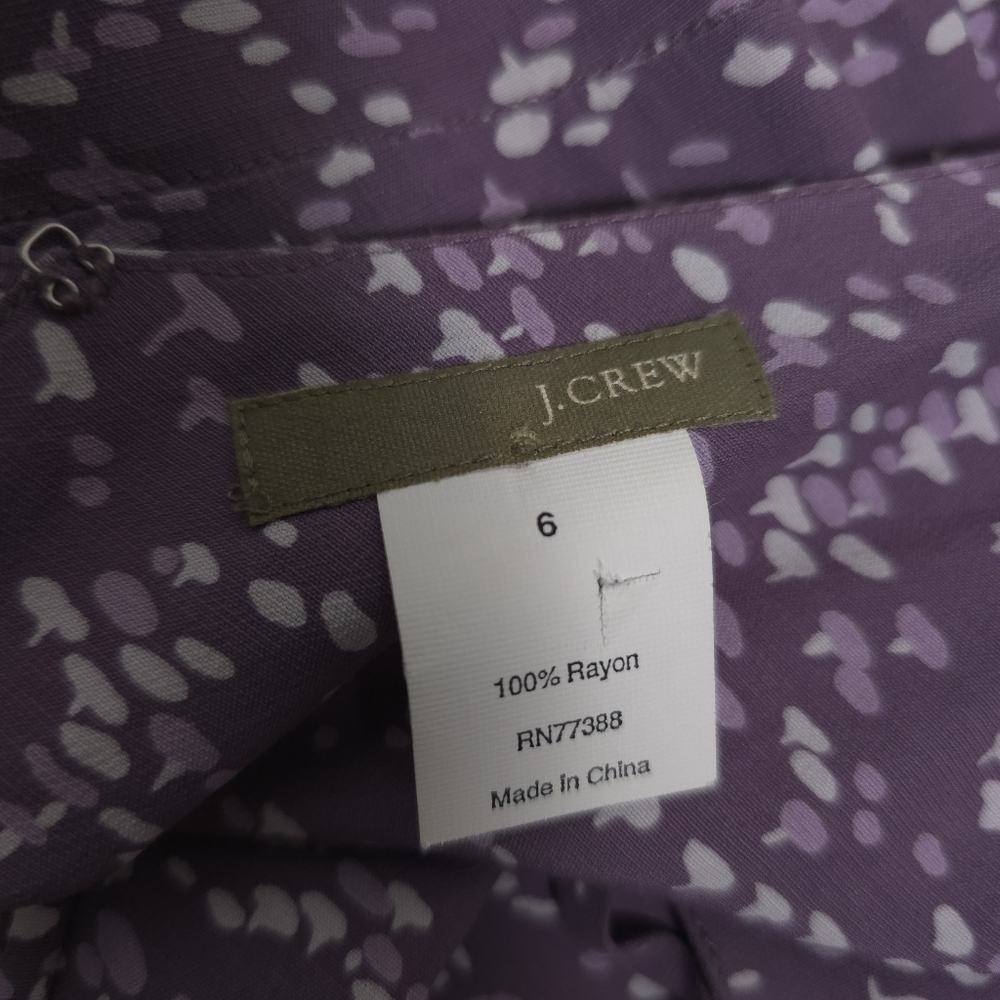 J. Crew Printed Rayon Purple Tie Back Dress Size 6 - Picture 12 of 12